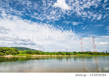淀川の川原からの景観　大阪府高槻市 131059164