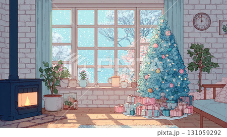 雪景色を望む部屋のクリスマスツリー 雪景色を望む部屋のクリスマスツリー 131059292