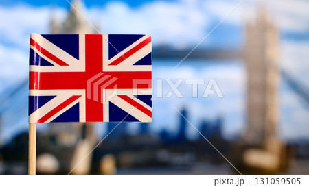Great Britain flag selective focus with copy space 131059505