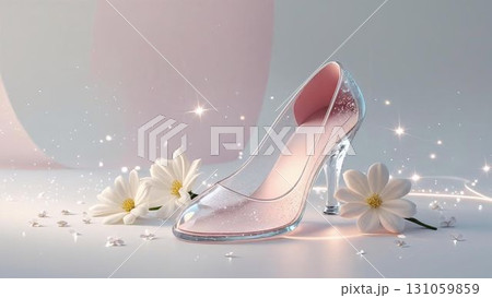 ガラスの靴と花。結婚のイメージ。 131059859