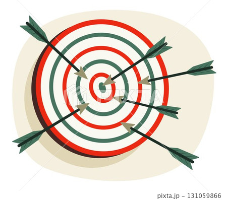 Darts Stuck on the Dartboard for Goal Plan and Targeting Concept Illustration Clip Art 131059866