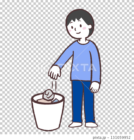 ゴミを捨てる男性のイラスト 131059952