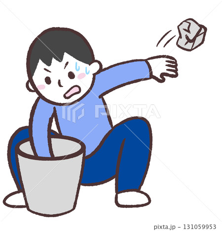 ゴミ箱の中を探す男性のイラスト 131059953