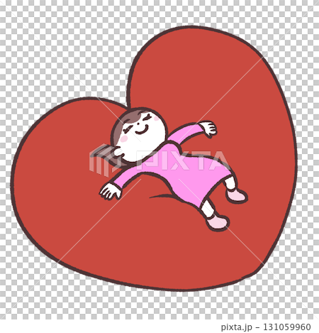 Illustration of a woman wrapped in hearts Illustration of a woman wrapped in hearts 131059960