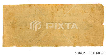 yellow brown long sheet of antique paper isolated 131060328