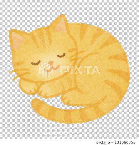 丸まって眠る子猫のイラスト 131060355