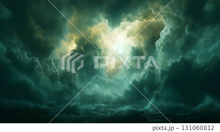 Dramatic Teal Sea and Cloudy Sky Abstract Dramatic Teal Sea and Cloudy Sky Abstract 131060812
