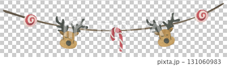 Watercolor Christmas garland ornament border decoration bunting holiday party festive merry xmas greeting card. Watercolor Christmas garland ornament border decoration bunting holiday party festive merry xmas greeting card. 131060983