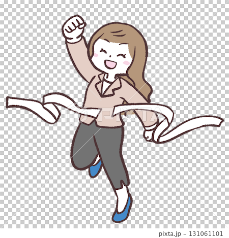 ゴールする女子のイラスト 131061101