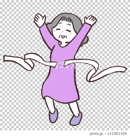 ゴールするシニア女性のイラスト 131061104
