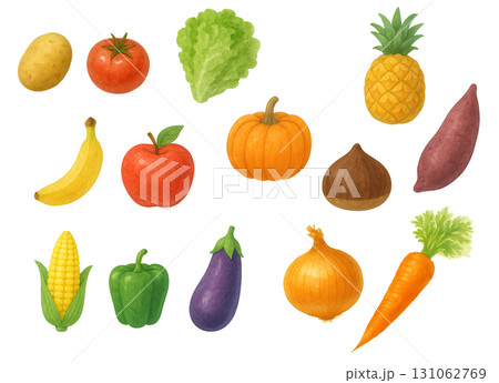 いろいろな野菜フルーツのイラスト 131062769