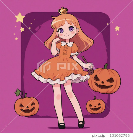 ハロウィンのかぼちゃ姫キャラクター イラスト ハロウィンのかぼちゃ姫キャラクター イラスト 131062796