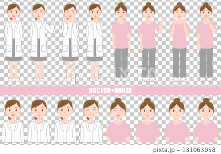 各種姿勢的醫護人員和女醫生 131063058