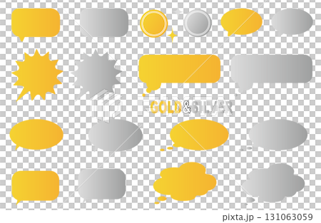 金色和銀色的閃光語音泡沫集 131063059
