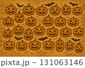 コウモリとジャックオランタンが連なるハロウィンガーランド背景（レトロ風） 131063146
