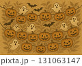おばけとジャックオランタンのレトロ風ハロウィン背景（ガーランド風） 131063147