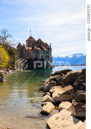 Chillon Castle on Lake Geneva near Montreux, Switzerland 131063332