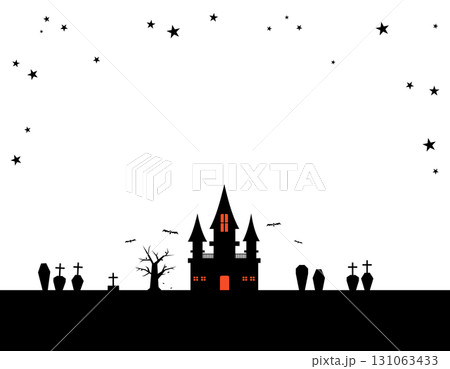 秋 ハロウィン 不気味な館と墓場のフレーム 3 秋 ハロウィン 不気味な館と墓場のフレーム 3 131063433