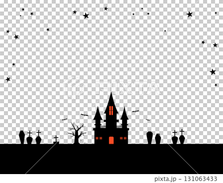 秋 ハロウィン 不気味な館と墓場のフレーム 3 秋 ハロウィン 不気味な館と墓場のフレーム 3 131063433