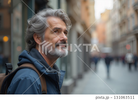 portrait of a man on a city street 131063511
