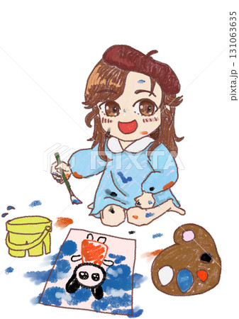 芸術の秋　絵をかく女の子　透過素材 131063635