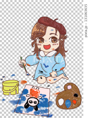 芸術の秋　絵をかく女の子　透過素材 131063635