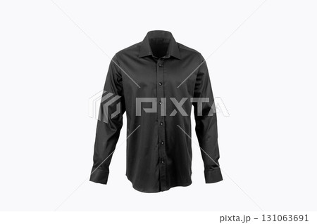 Black Long Sleeve Dress Shirt Isolated on White Background 131063691