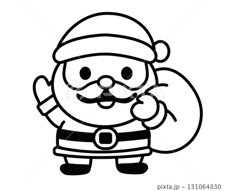 モノクロで使いやすいサンタクロースのデザイン 131064830