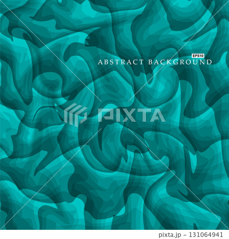 Vector art drawing flow abstract turquoise background. Colorful bright creative fashion painting print for for presentation, web, banner, wallpaper or template. Modern stylish design 131064941
