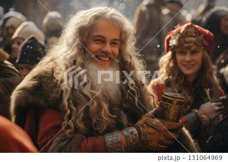 portrait of Santa on a city street in the evening 131064969