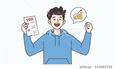 ガッツポーズのイラスト 131065250