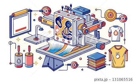 A detailed video showcases the intricate process of silk screen printing, demonstrating the precise steps involved in creating a unique design on a t-shirt. A detailed video showcases the intricate process of silk screen printing, demonstrating the precise steps involved in creating a unique design on a t-shirt. 131065516