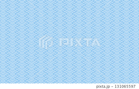角が丸いラフな線の小波模樣が広がる水色の壁紙 131065597