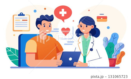 A healthcare professional engages in a warm and attentive consultation with a patient, emphasizing the importance of personalized care, effective communication, and the doctor-patient relationship in A healthcare professional engages in a warm and attentive consultation with a patient, emphasizing the importance of personalized care, effective communication, and the doctor-patient relationship in 131065723