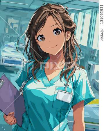 病院で微笑む看護師のイラスト 131065931