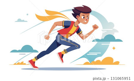 Their determined expression and purposeful stride suggest ambition and dedication to their craft. 131065951