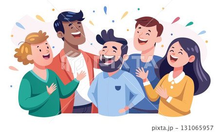 Laughter and cheerful conversation fill the air, enhancing the convivial mood. 131065957