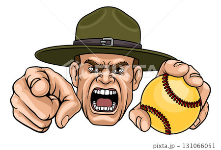 Drill Instructor Sergeant Bootcamp Softball Mascot 131066051