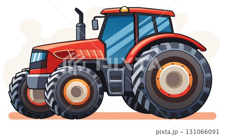 The tractor itself is imposing, showcasing its size and powerful engine. 131066091