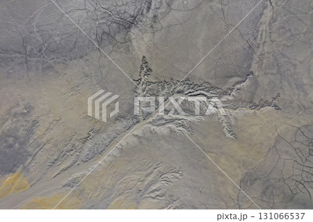 Abstract mud cracks and patterns aerial view 131066537
