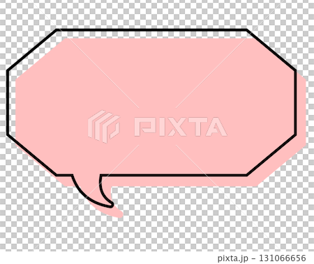 シンプルな線がずれた吹き出し　細長い八角形 131066656