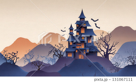 古城のハロウィン背景 131067111