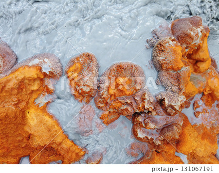 Crystals and minerals precipitating from residual gold mining leach waters 131067191