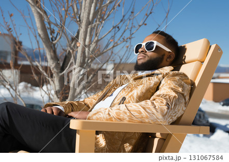 portrait of a man enjoying snow and winter 131067584