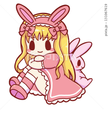 うさ耳の女の子とウサギ 131067619