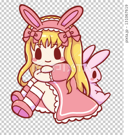 うさ耳の女の子とウサギ 131067619