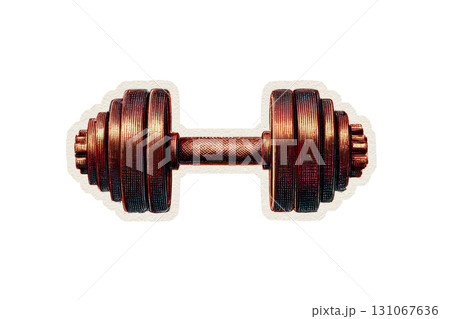 Vintage copper dumbbell with textured grip for strength training 131067636