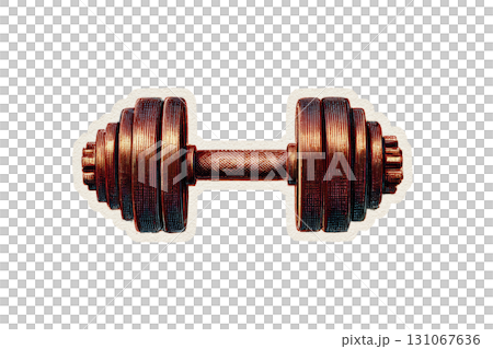 Vintage copper dumbbell with textured grip for strength training 131067636