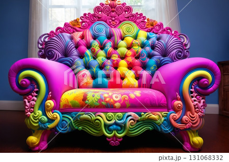 Fashionable comfortable stylish colorful sofa against the wall in the room Fashionable comfortable stylish colorful sofa against the wall in the room 131068332