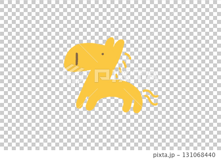 可愛輕鬆的黃馬人物插畫2026年新年素材 131068440